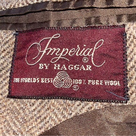 Imperial By Haggar Men’s Spots Jacket Blazer Sports Coat 100% Wool Tan/Brn VTG - Picture 5 of 6